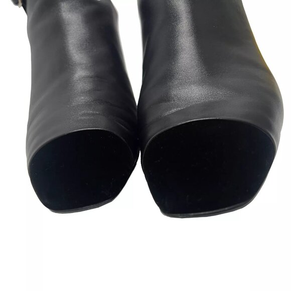 $1575 Chanel 21A Black Leather Velvet Toe Cap Logo Gold Strap Ankle Boot 10.5/41 - Picture 5 of 15